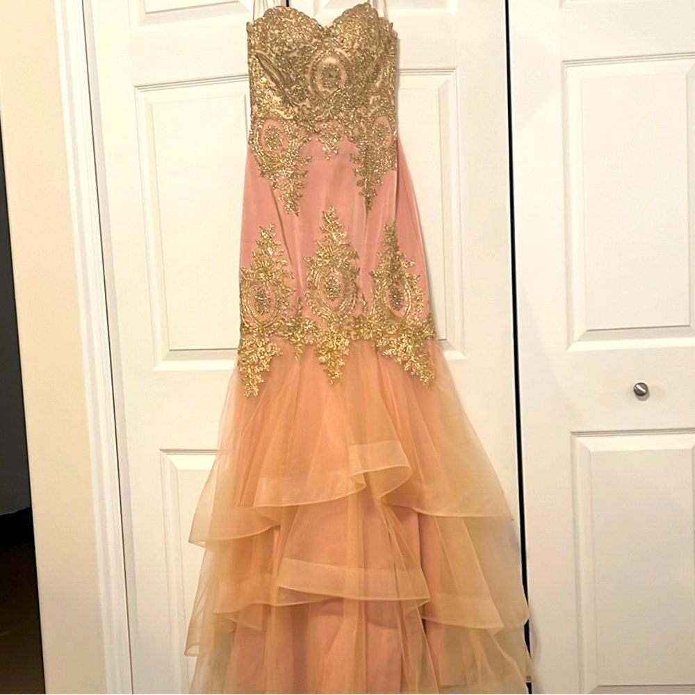 Stunning Pink & Gold Evening Gown